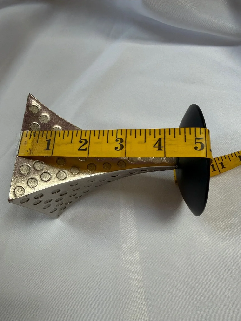 Pier 1 vintage silver and black candlestick. Good condition. Approximately 5”.